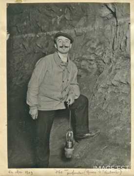 Léopold Poiré (1879-1917) dans une galerie d'une mine (Auboué)